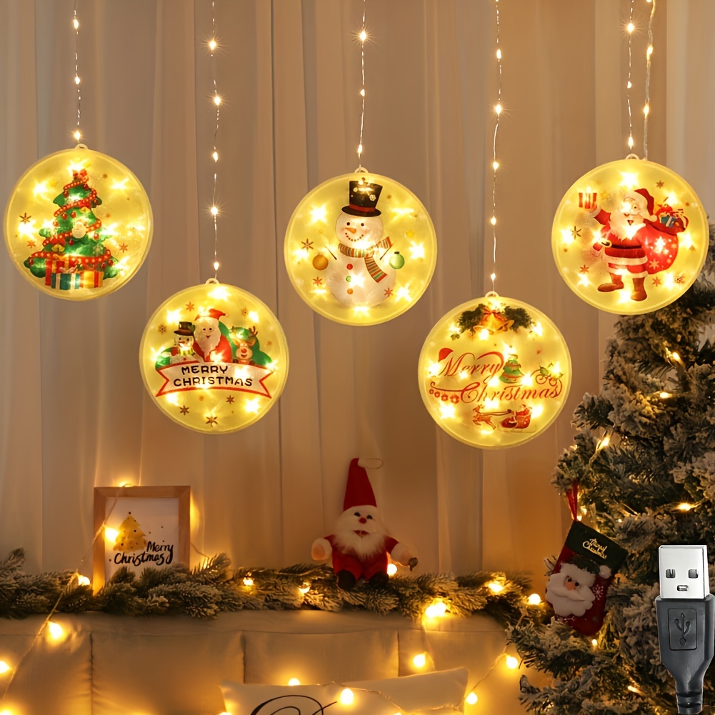 Guirlande lumineuse LED de Noël Guirlande lumineuse USB intérieure  Guirlande lumineuse de porte extérieure Guirlande lumineuse Décoration de  fête de mariage de Noël et du Nouvel An (blanc chaud) 