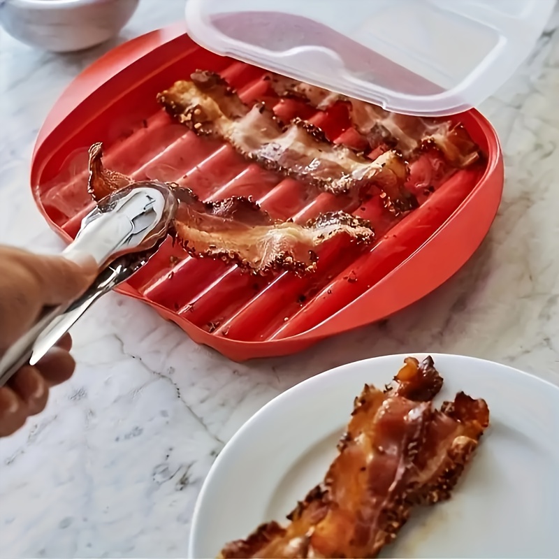 Microwave Oven Bacon Maker, Microwave Oven Bacon Grill, Bacon Tray, Pizza  Tray, Sauce Tray, Microwave Pot, Red White - Temu