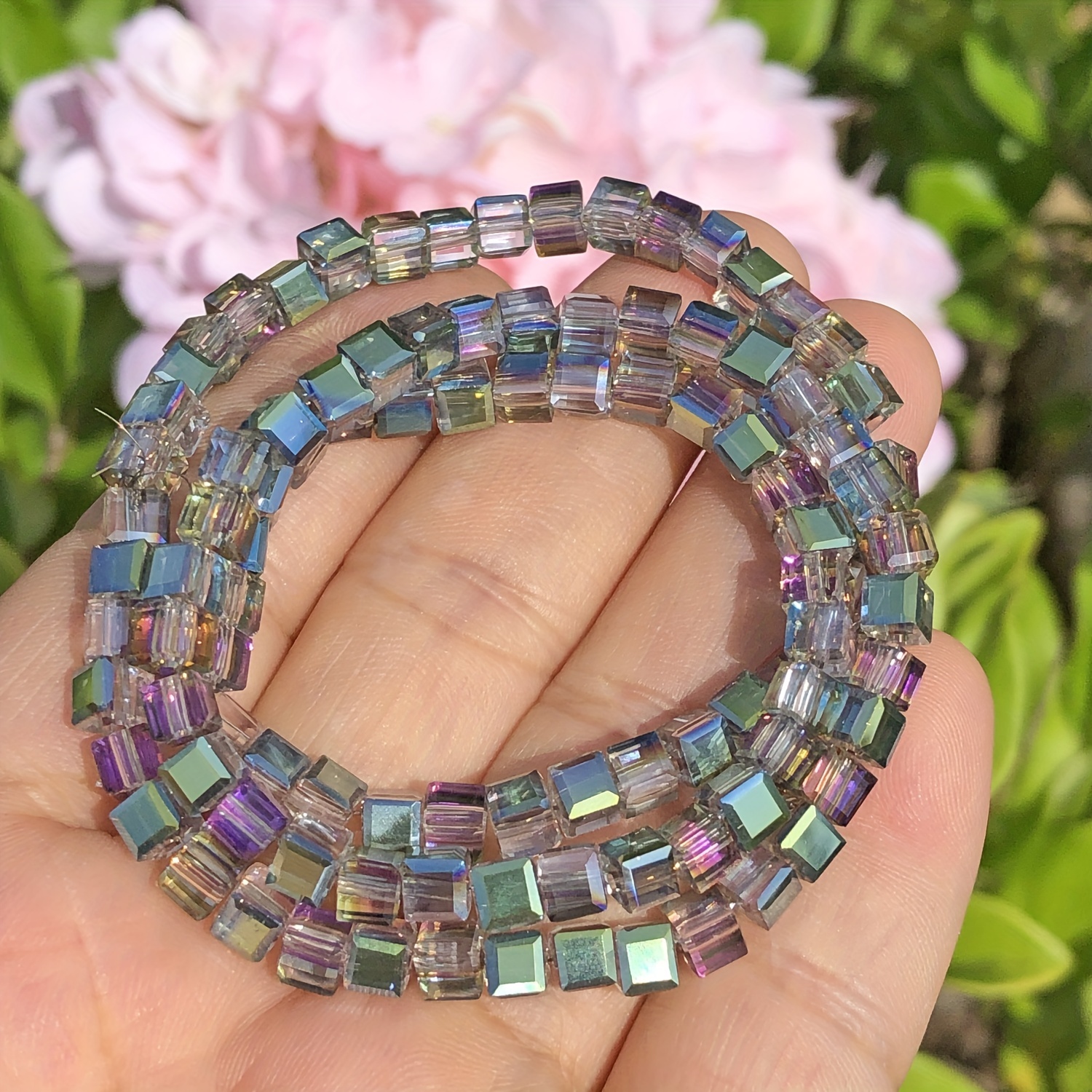 Ab Color Natural Beads Faceted Cube Loose Spacer Beads - Temu