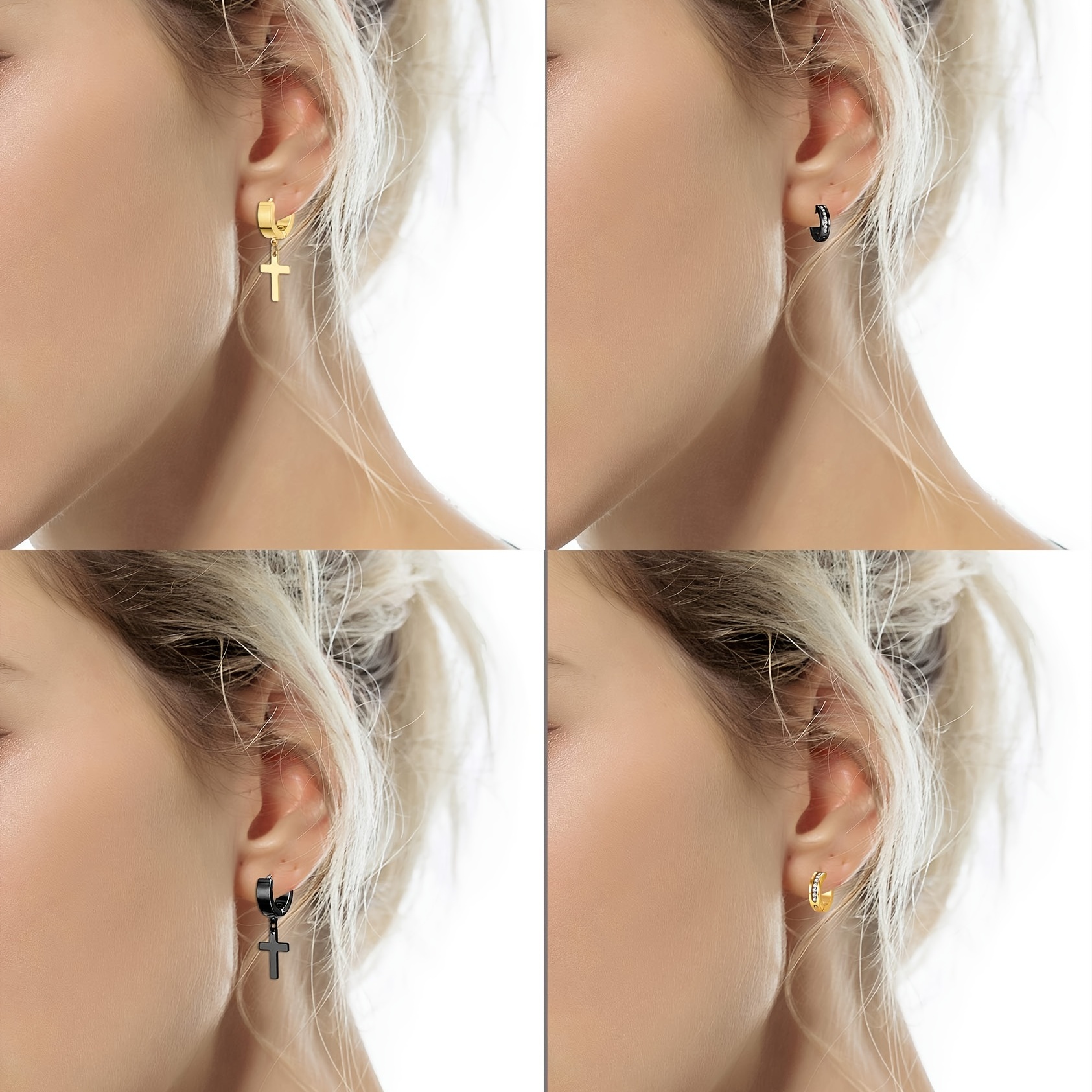 Stainless Steel Small Hoop Earrings Set Huggie Stud Earrings - Temu  Australia