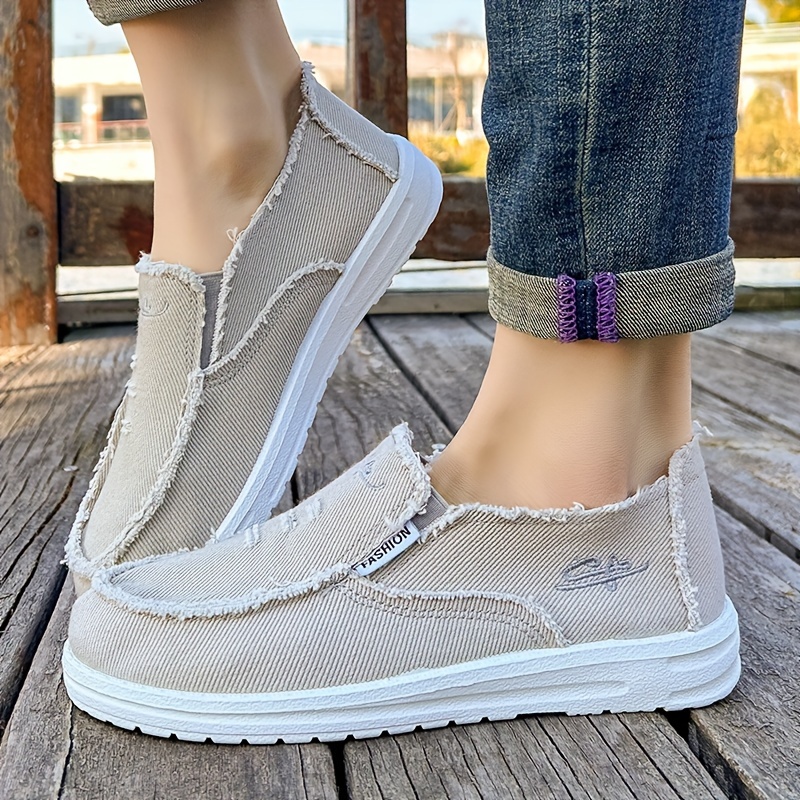 Zapatos Minimalistas De Color Sólido Para Mujer, Zapatos De Lona Cómodos  Con Plataforma, Zapatos Bajos Versátiles - Temu Chile