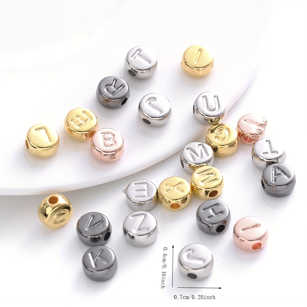 100 Uds 7x4mm 6x6mm abalorios de letras del alfabeto mixto cuentas para  hacer joyería Diy accesorios de pulseras hechas a mano Dengxun unisex
