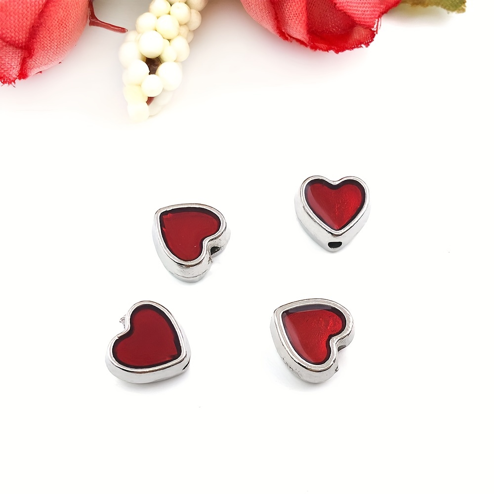 20pcs 11.8*11.4mm Love Heart Alloy Metal Drop Oil Charms Beads For Jewelry  Making DIY Special Bracelet Necklace Valentine's Day Gift Handmade Craft Su