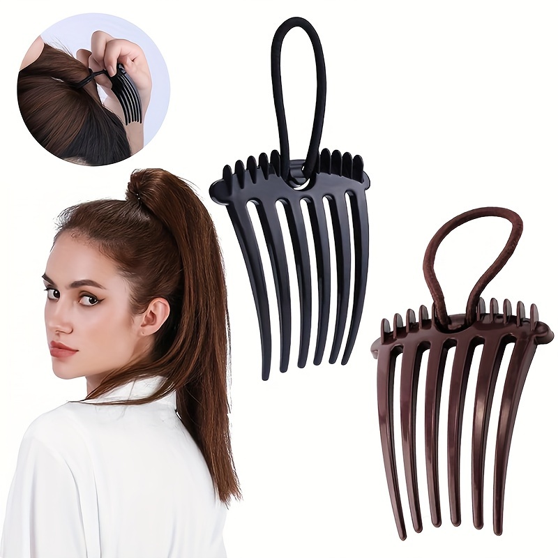 

2 Pcs Ponytail Bump It Up Volume Inserts Comb Fluffy Hair Comb Hair Styling Tool With Elastic Rubber Band