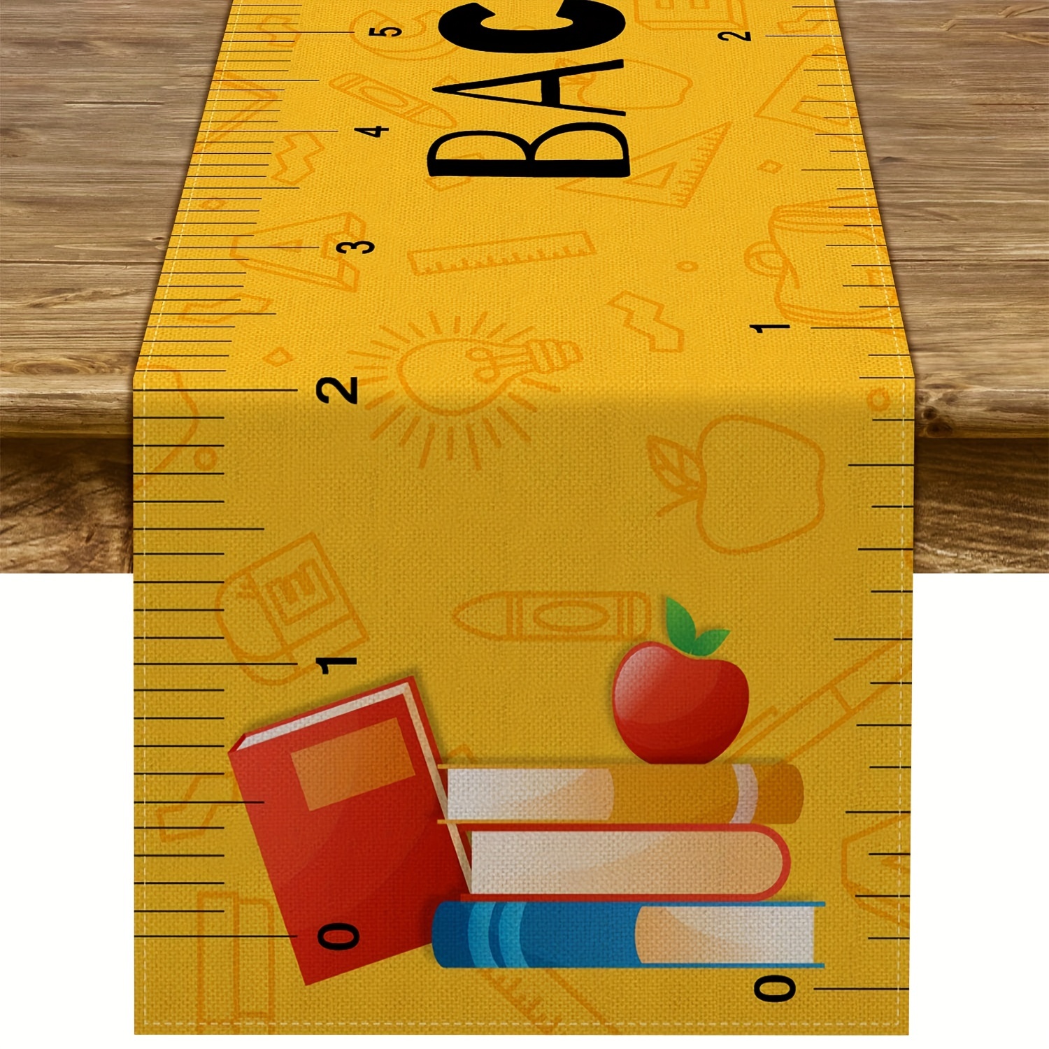 

1pc, Polyester Table Runner, Back To School Theme Table Runner, Ruler First Day Of School Students Table Cloth, Party Dining Room Decor