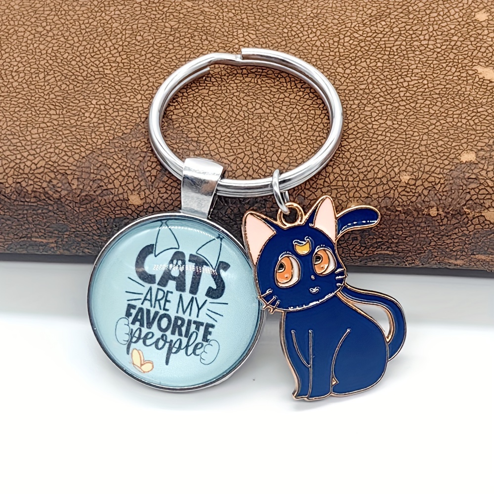 Cute Cat Keychain Acrylic Fun Animal Key Chain Ring - Temu