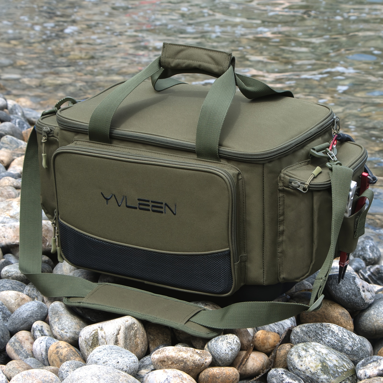 YVLEEN Fishing Tackle Box Bag - Outdoor Large Fishing Tackle Storage Bag -  100% Water-Resistant Polyester Material - Fishing Tackle Bags - Suitable  for 3600 3700 Tackle Box : Sports & Outdoors 