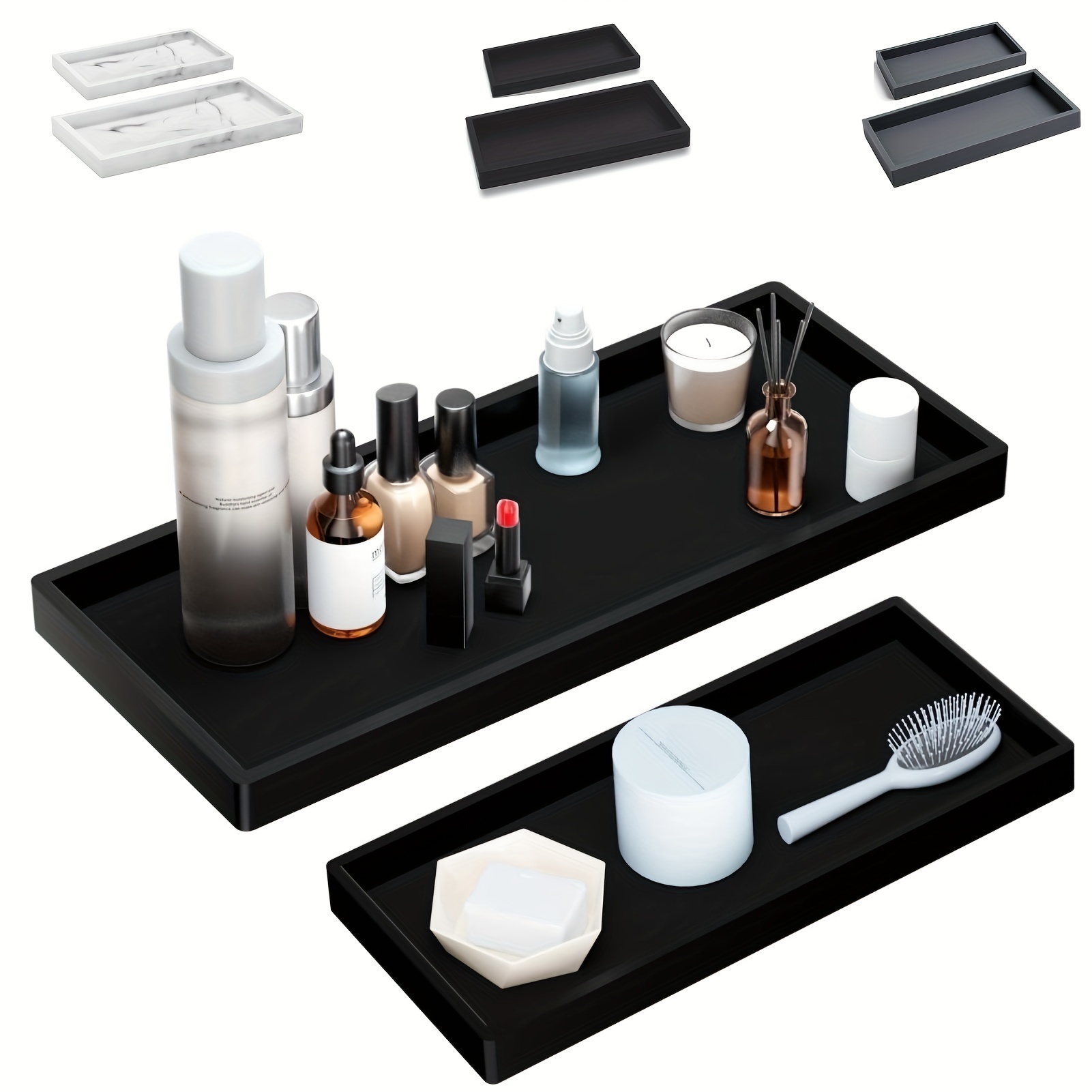 Spacewiser Countertop and Vanity Tray - 11.7 Shatterproof Bathroom Tray,  Flexible Silicone Soap Tray for Kitchen Sink, Toilet Tank Tray, Bathroom  Trays for Counter, Perfume Candle Key Valet Tray 