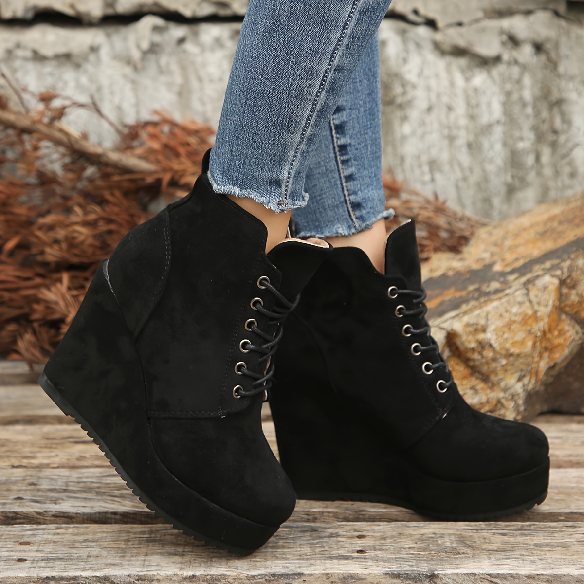 👢 Botas de Tobillo para Mujer Zapatos de Gamuza para Invierno Botines de  Felpa