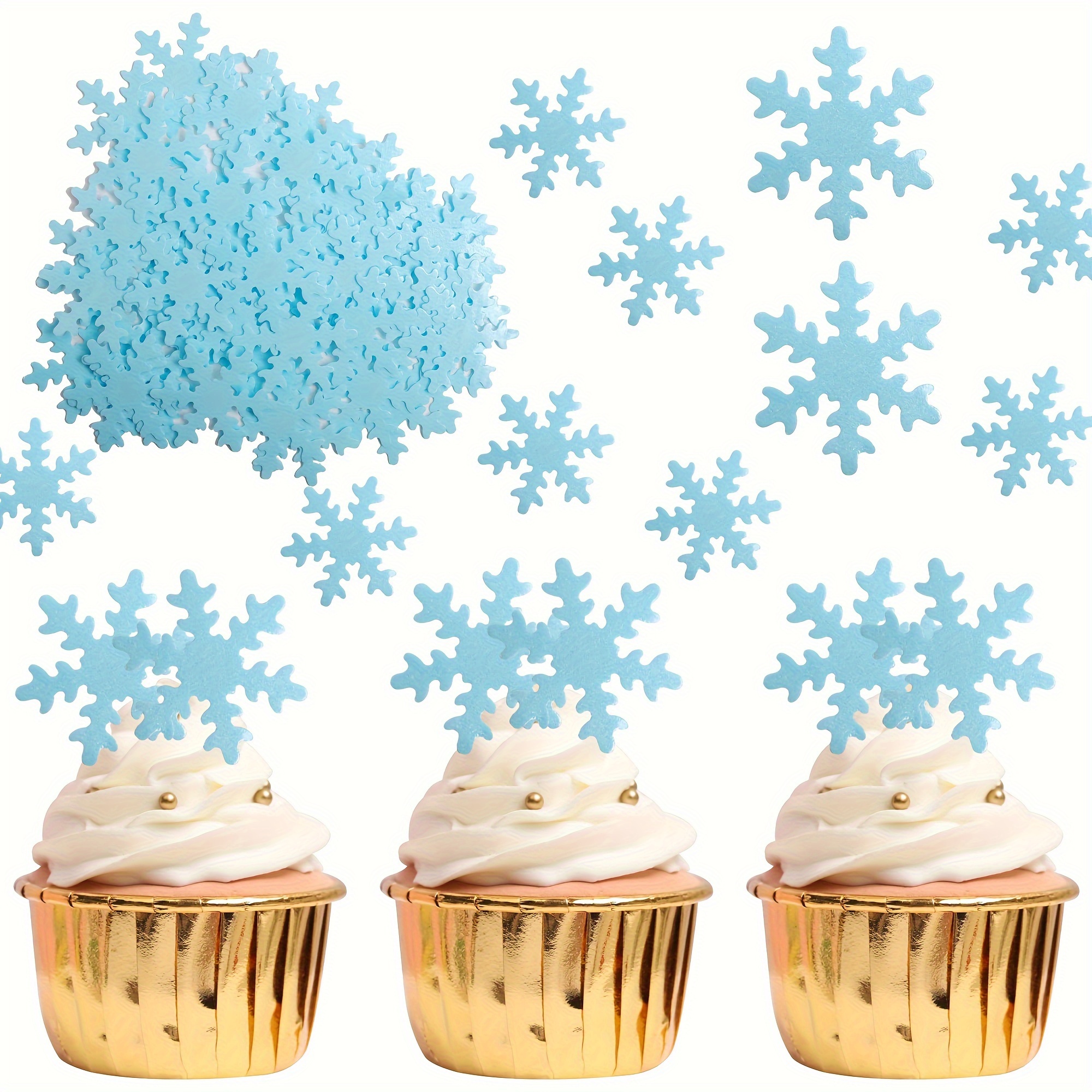 Edible snowflakes for cake decorating 50pcs Edible Snowflakes Cake Decor  Cupcake Toppers Winter Christmas Party Cake Decor