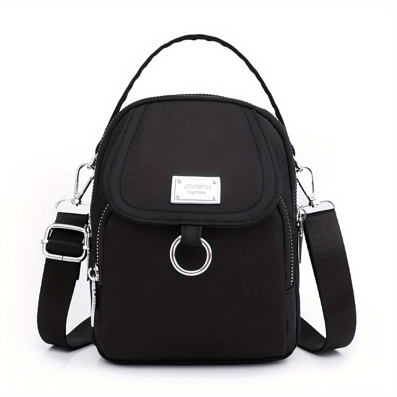 Image of Trendy Small Phone Purse For Women, A Lightweight Crossbody Bag With Multiple Layers And Pockets, Featuring A Headphone Jack, Ideal For Shopping And Travel, Compact Square Design