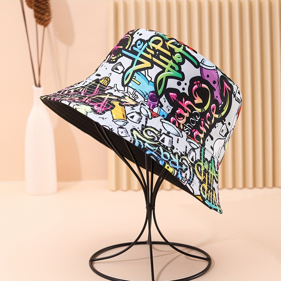 New Fashion Unisex Graffiti Print Bucket Hat Summer Men Women