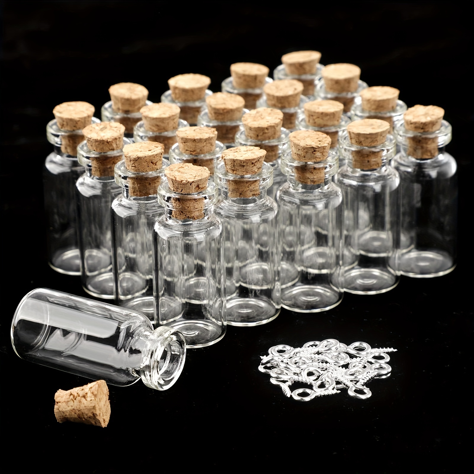 Mini Glass Bottles Charms Rectangle Cute Bottles With Cork Little Bottles  Diy Gift Tiny Jars Pendants