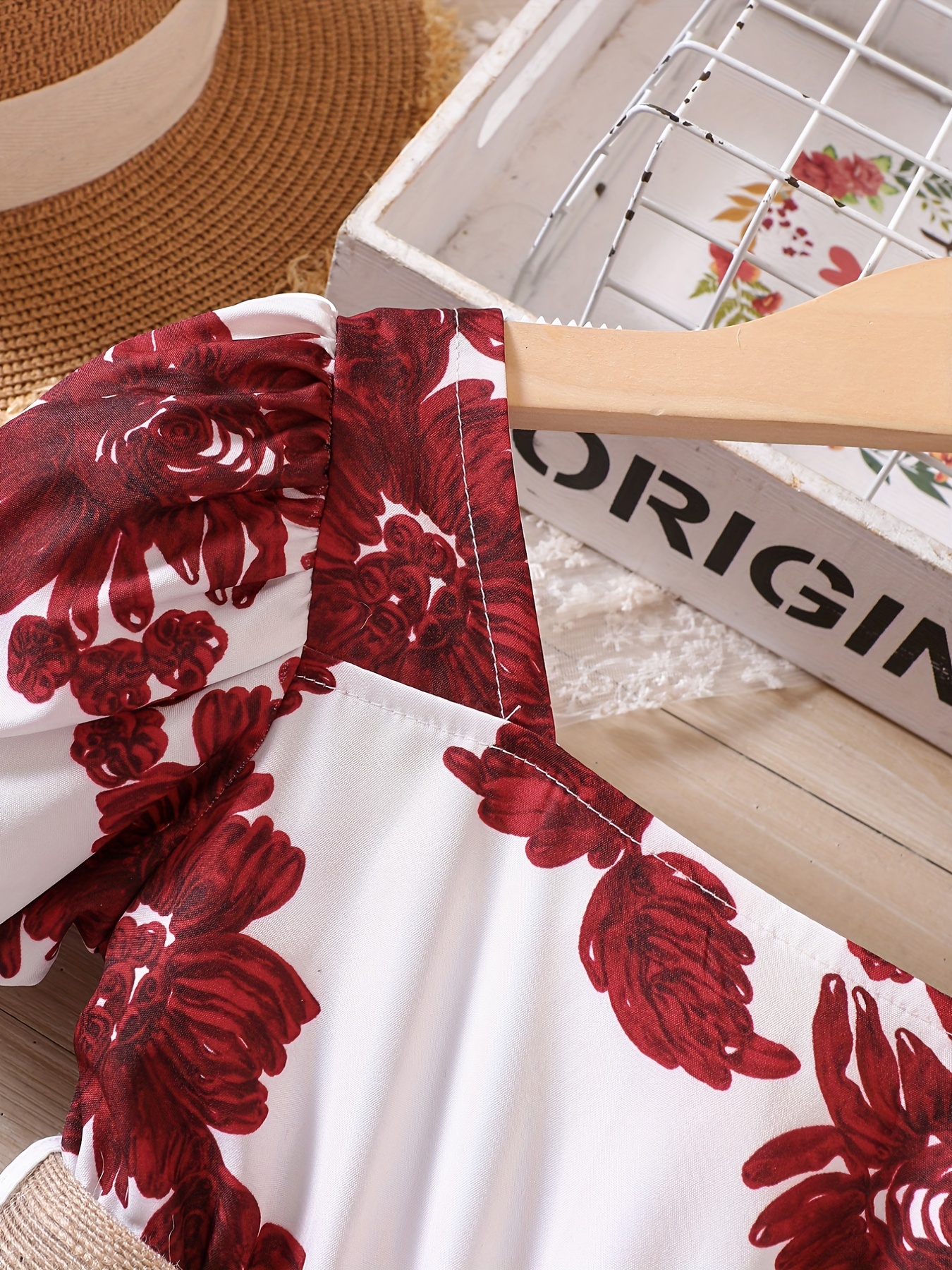 Girls Puff Sleeves Boho Floral Print Shirred Casual Dress - Temu
