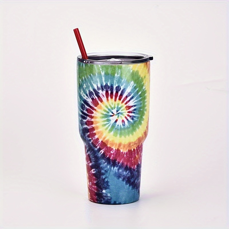 Tie-dye Tumbler With Lid, Stainless Steel Insulated Water Bottle