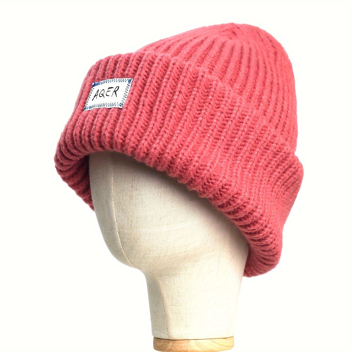 Bonnet À Tricoter Pour Femmes, Chapeau D'hiver Chaud Avec Patch De