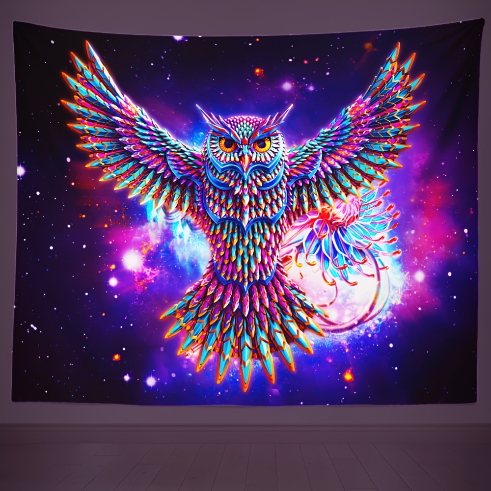 Pretty Comy Fluorescent Tapestry Blacklight Tapestry UV Reactive Wall Hanging Glow in The Dark Psychedelic Trippy Tapestry, Size: 130 x 150 cm