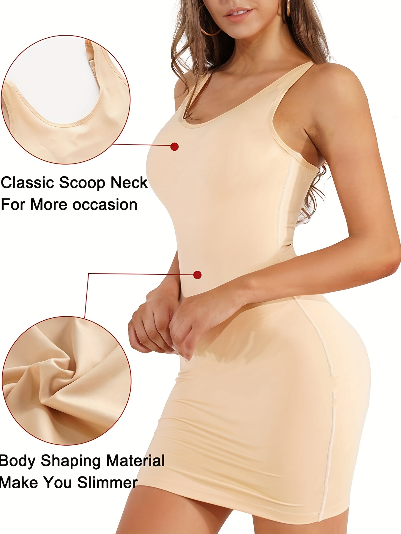 Buy Strapless Shapewear Slip for Under Dresses Tummy Control Womems Full  Slip Body Shaper Seamless at