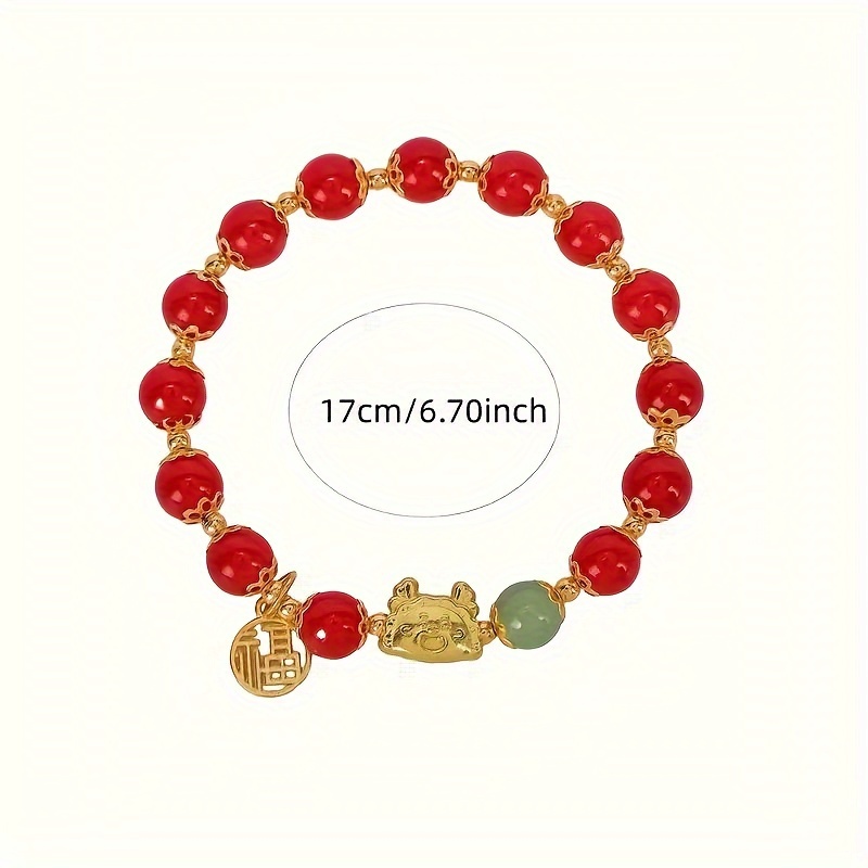 Lucky Red Beads Dragon Bracelet Dragon Year Life Year - Temu Canada