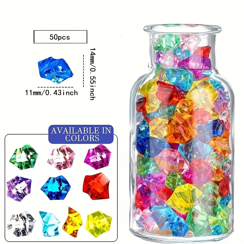 200*Acrylic Stones Highly Transparent Plastic Gems Colorful Fish