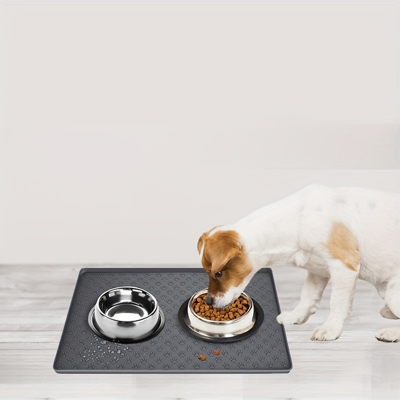 

Dog Food Mat, Silicone Non-slip No Spill Dog Feeding Mat, Waterproof Easy To Clean Dog Bowl Mat With Raised Edges