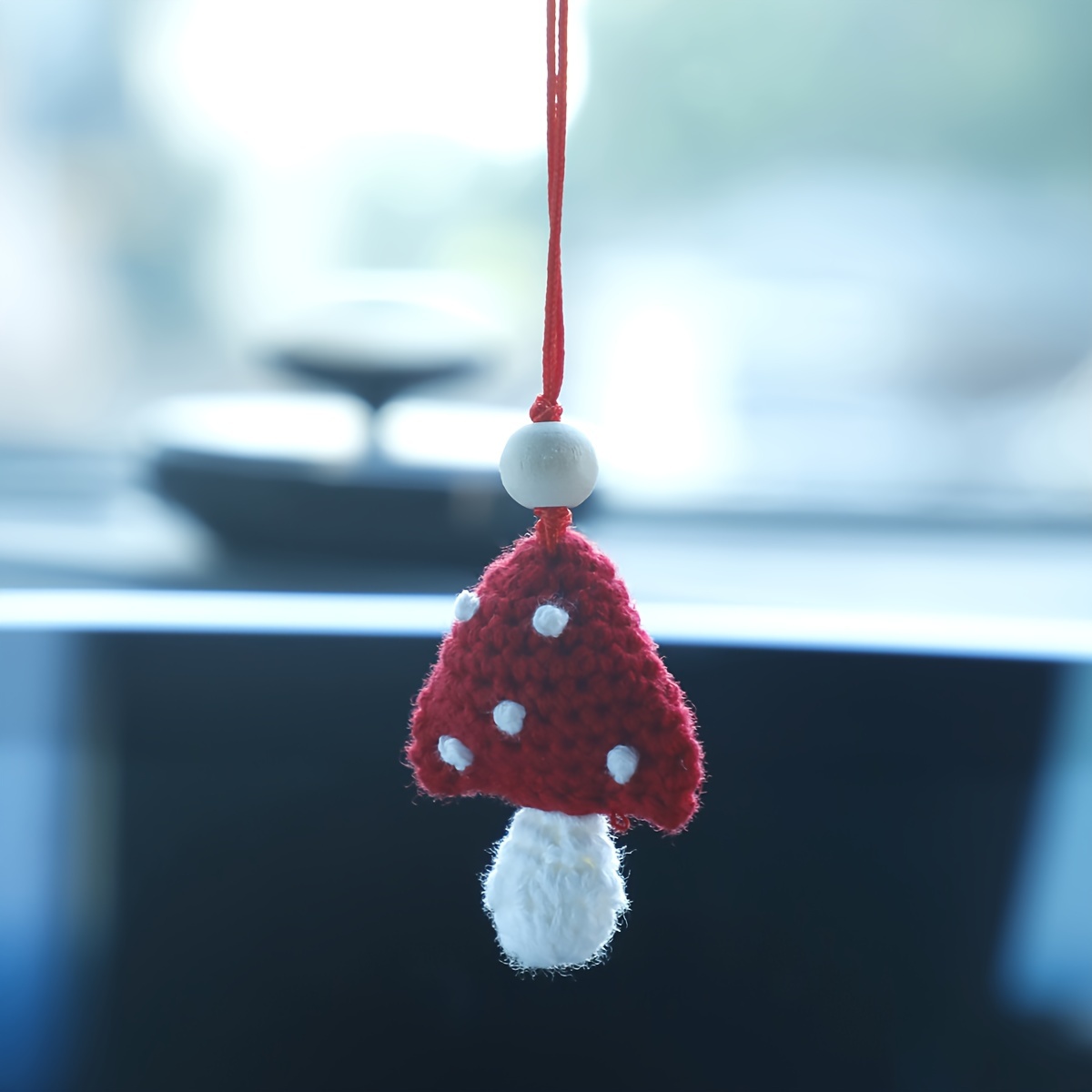 1pc, Crochet Mushroom Ornament, Accessories For Rearview Mirror, Hanging  Car Charm, Gift For Her, House Decoration, Cute Car Accessories For Women,  Ca