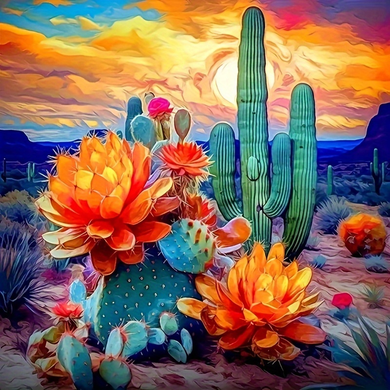 5D Diamond Painting Pink Flower Cactus Kit