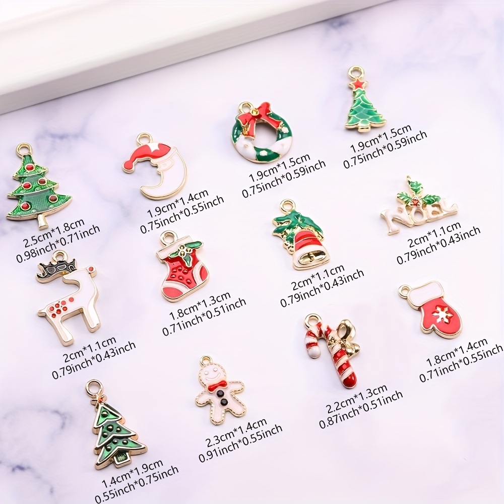 50-200Pcs Mix Random Christmas Drop Oil Alloy Pendant Colorful Enamel Christmas Charms for DIY Necklace Jewelry Accessories Christmas Supplies,Temu