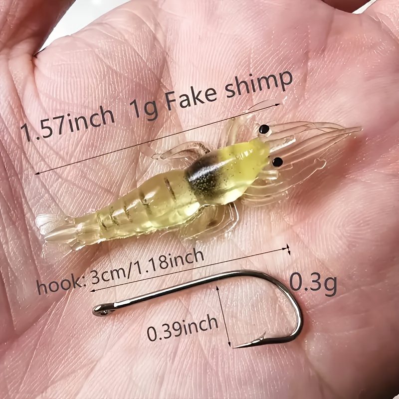 10pcs * Shrimp Lures, Soft Shrimp Fishing Lures For Freshwater Saltwater,  Luminous Shrimp Bait Set With Sharp Hook And Beads For Trout Bass Salmo
