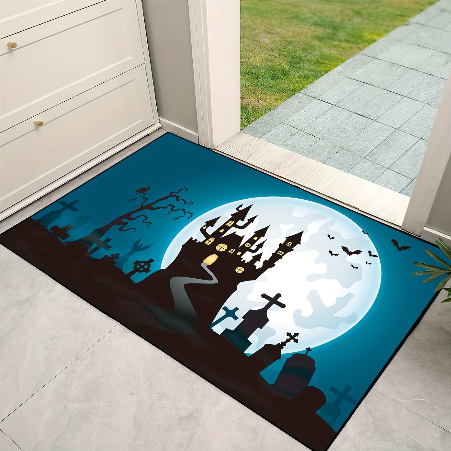 Horror Night Castle Print Door Mat, Non-slip Floor Mats Indoor Outdoor  Entrance Carpet, Home Halloween Decor - Temu