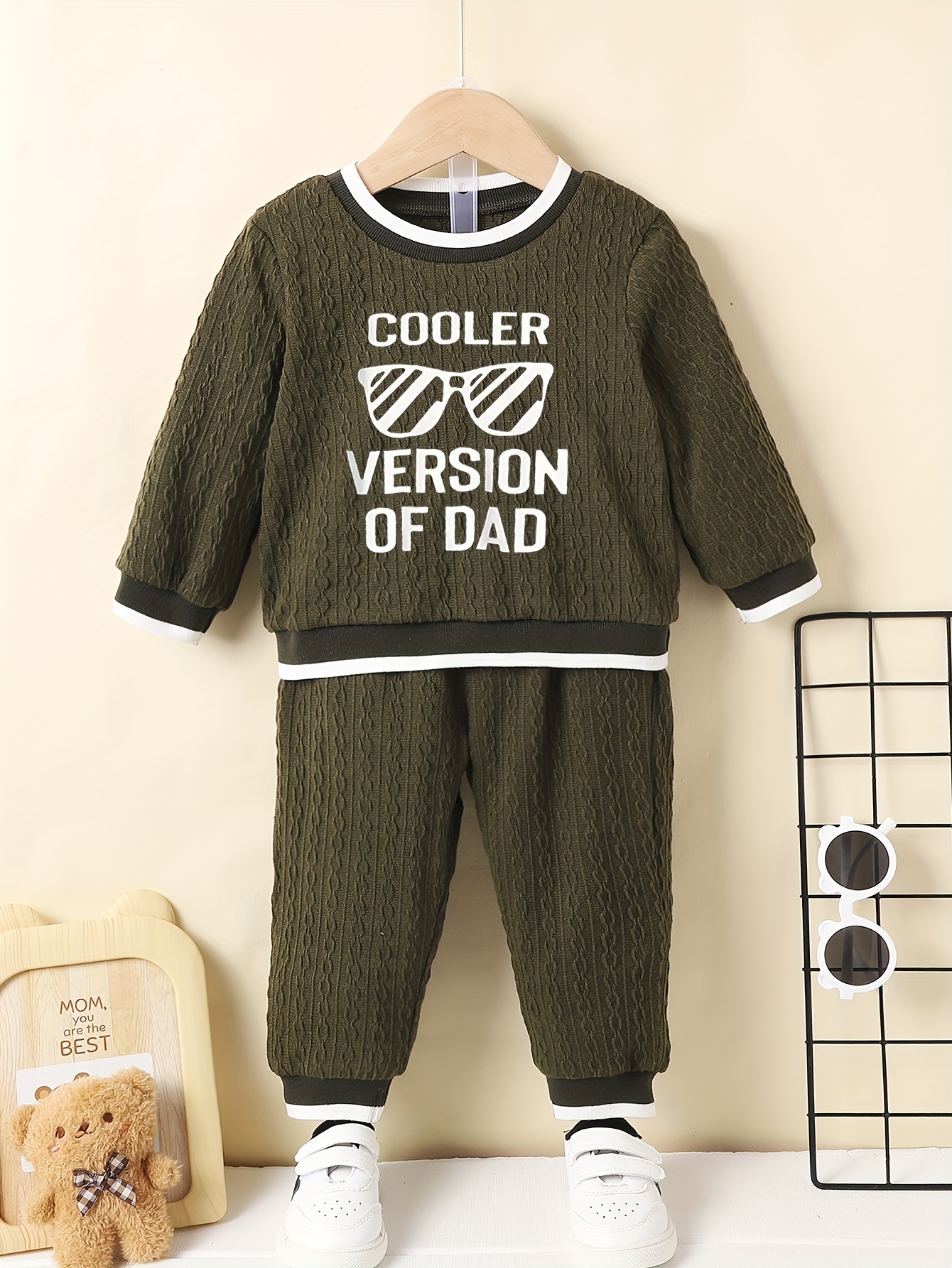 Toddler Boy's Sweatshirt Sweatpants Set Dad + Print Long - Temu