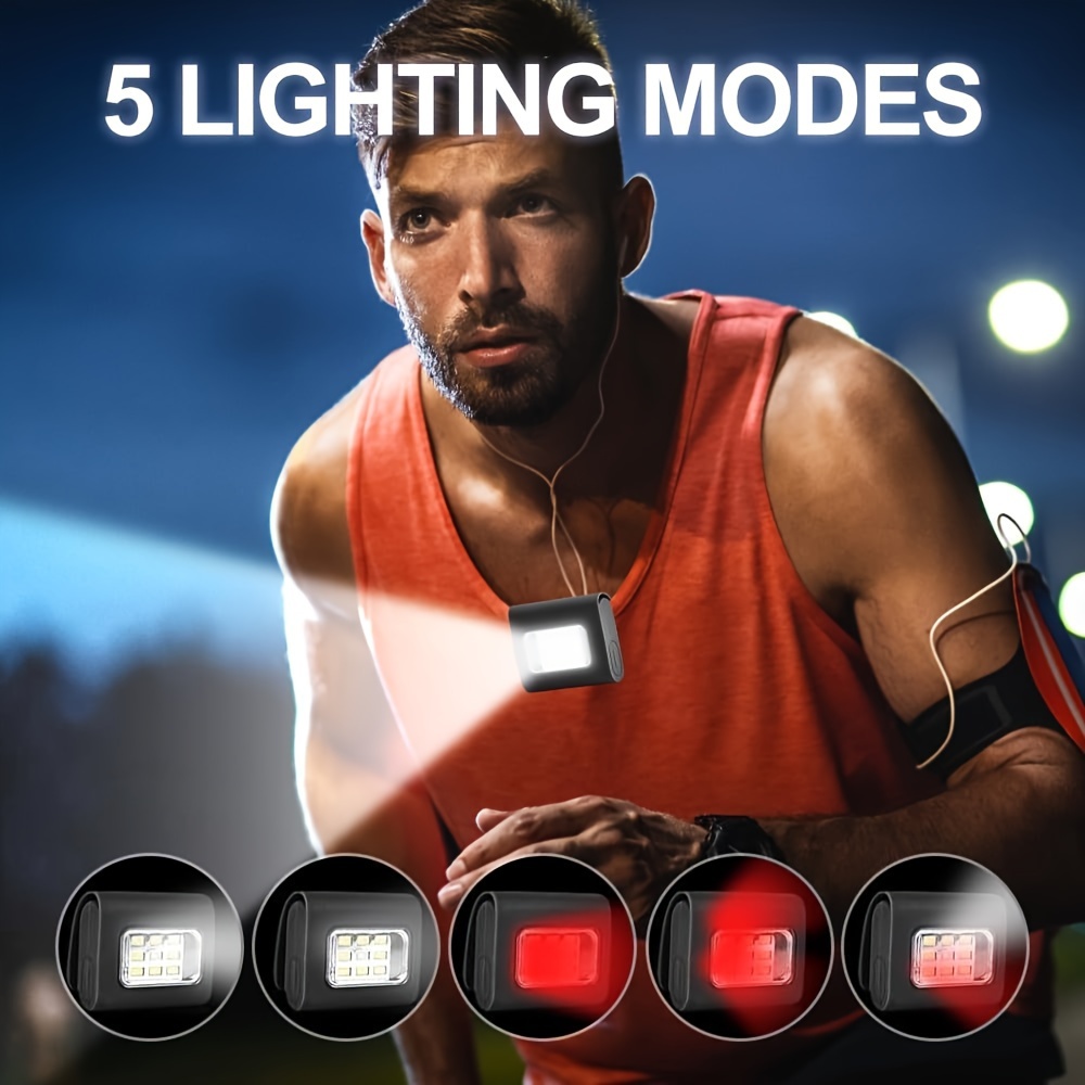 2 Pièces Lumières de Course à Clip + Bracelets Réfléchissants, 4 Modes  Lampe Course à Pied LED de Nuit Extérieur, Lampe Frontale LED Rechargeable  par
