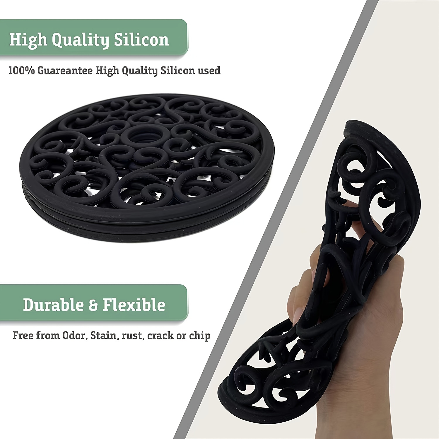 Lodge Square Silicone 7 Trivet, Black, Sold by at Home