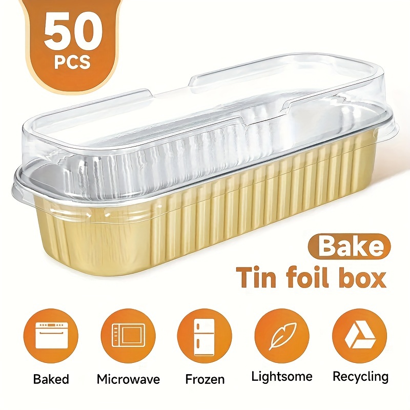 50-pack aluminum foil mini loaf pans with lids for baking muffins