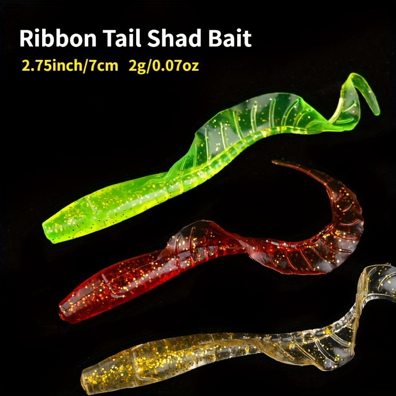 Soft Plastic Baits Fishing Worm Swimbaits Ribbon Tail Shad - Temu