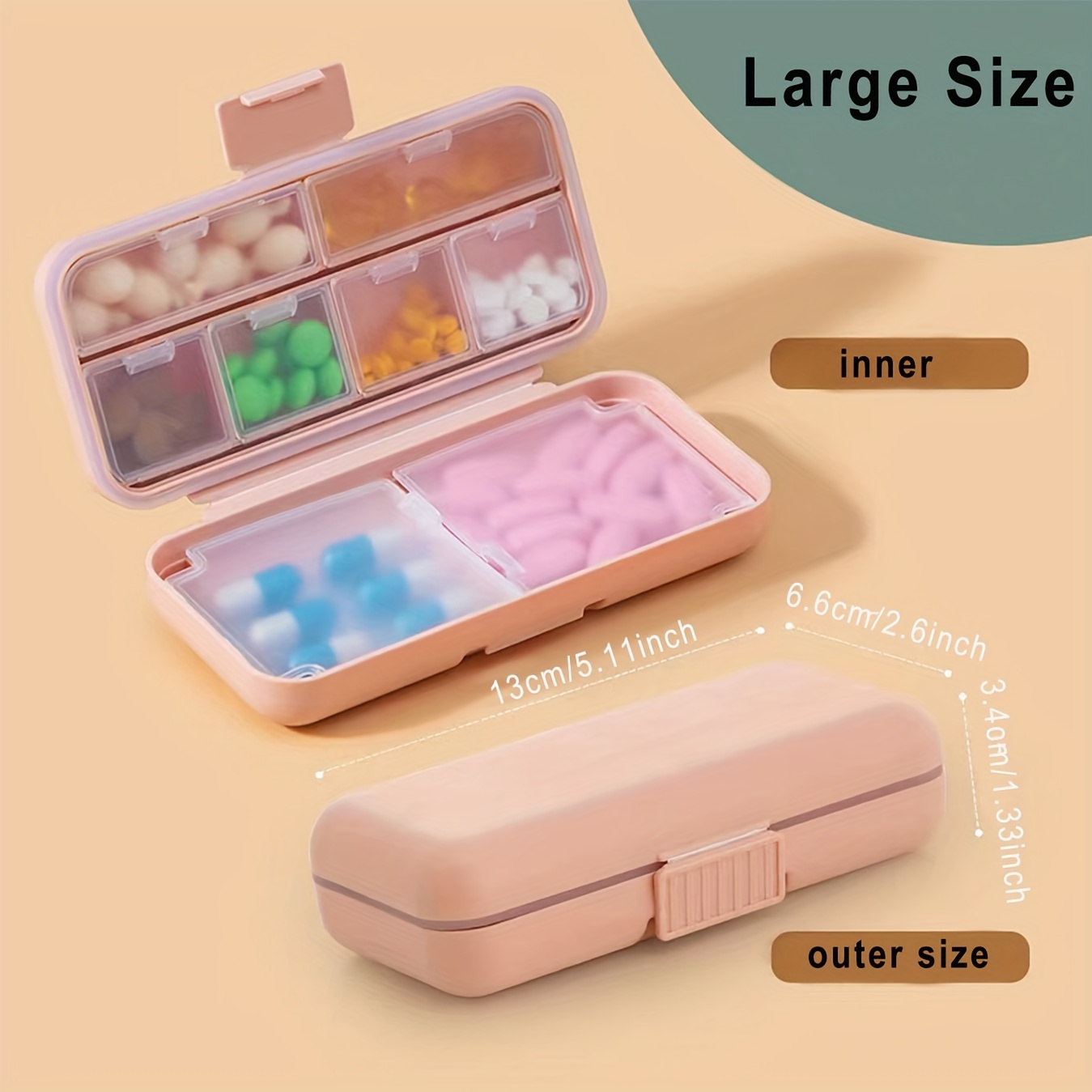 Portable Mini Pill Box,Travel Pill Organizer Pocket,Medicine Case Container  with 7 Compartments for Vitamins, Cod Liver Oil _ - AliExpress Mobile