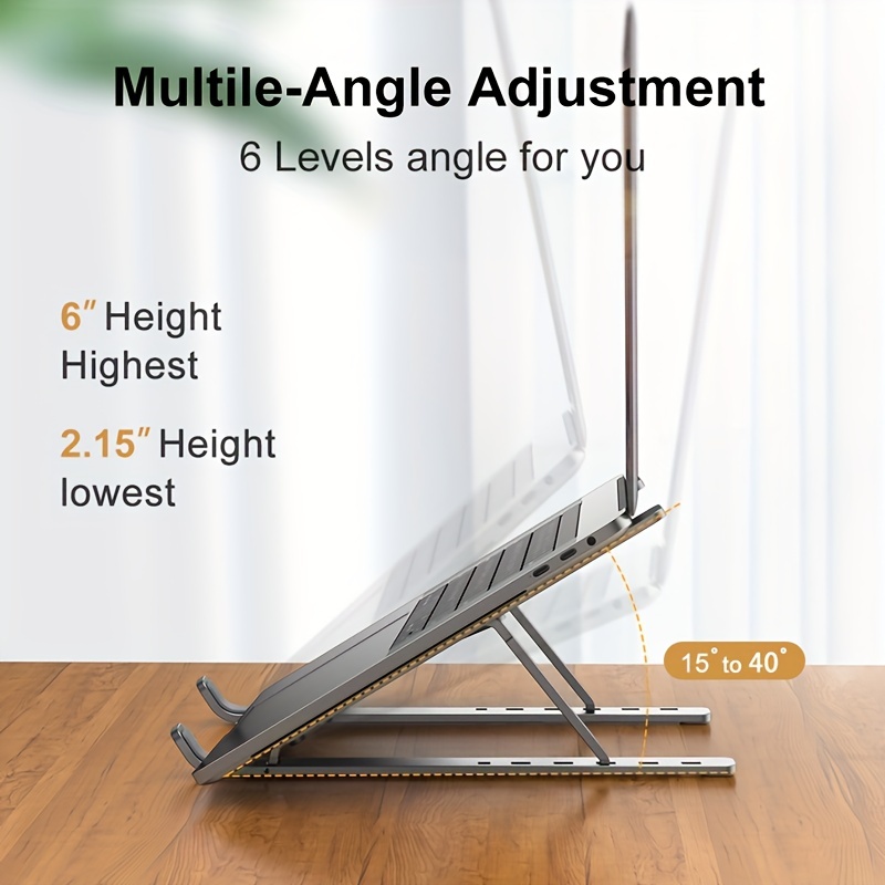 Wood Laptop Stand Foldable 8 Levels Height Adjustable Portable Notebook  Holder Computer Support for MacBook Air