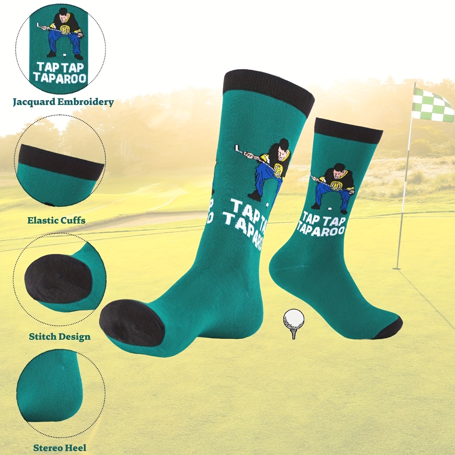 Funny Golf Socks Crazy Socks Golf Dress Socks Casual Cotton Crew Socks,  Novelty Gifts For Men, Women and Teens