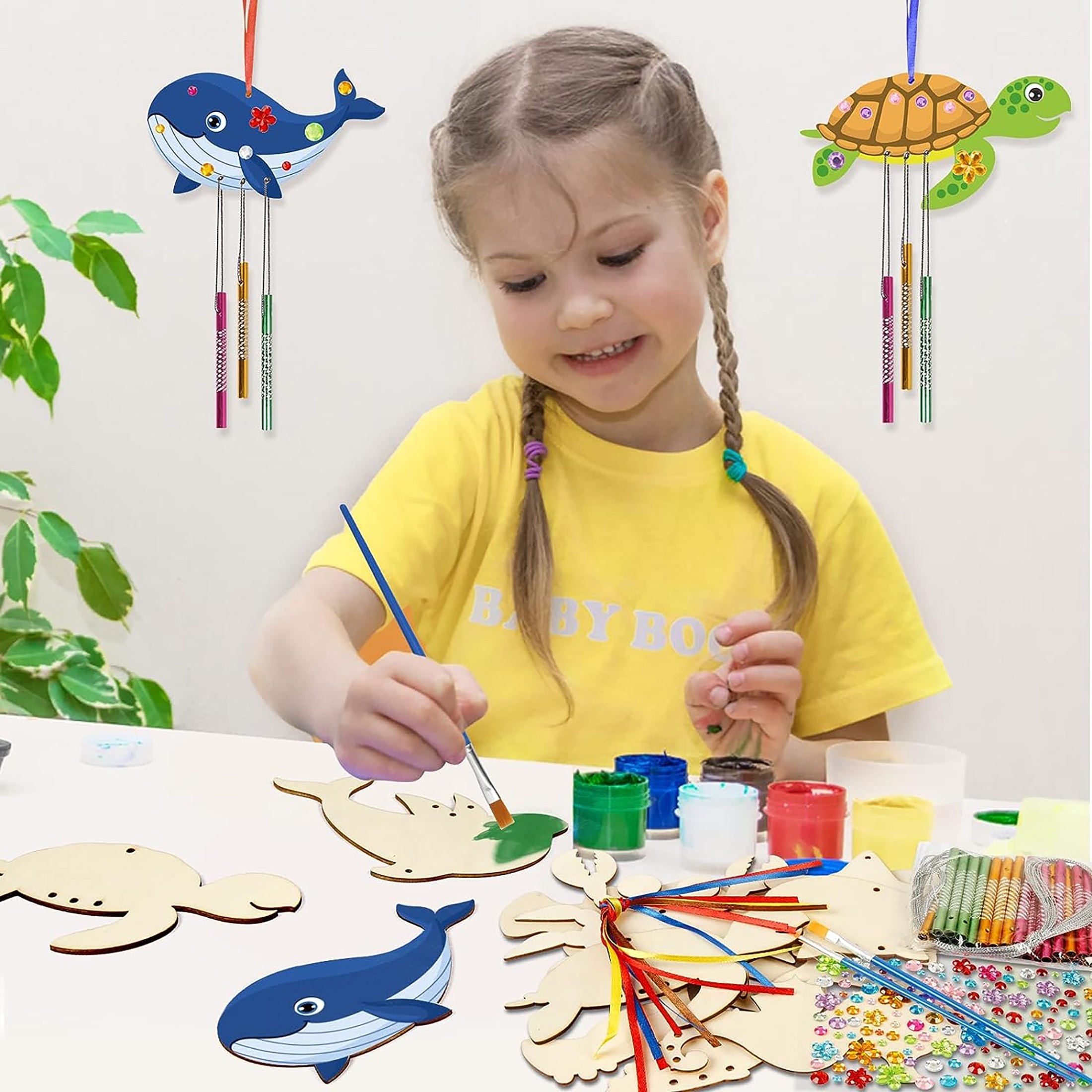 DIY Fish Wind Chime Craft Kit for Kids - Wooden Arts and Crafts