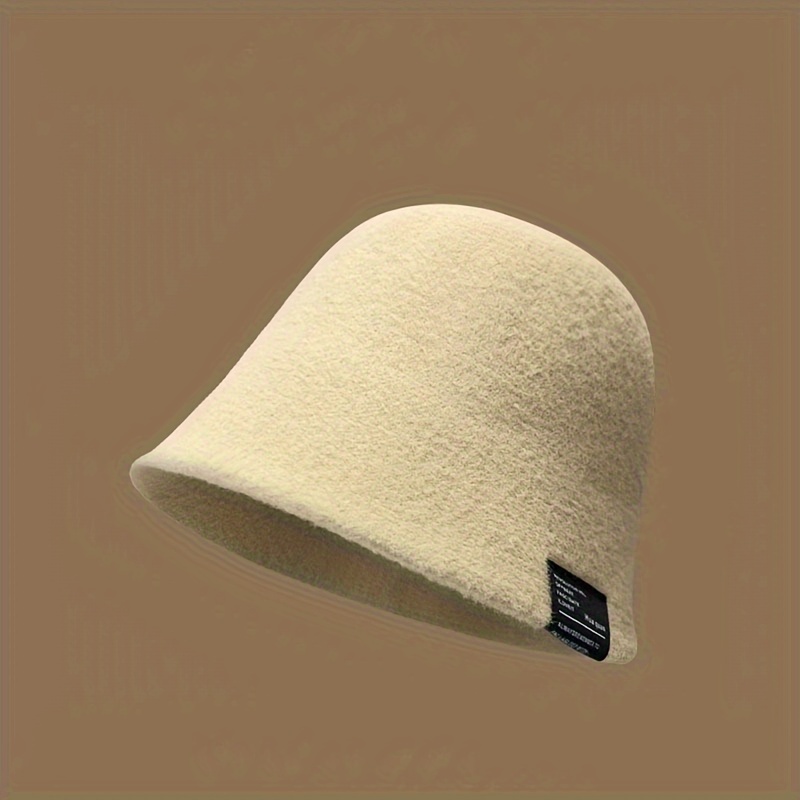 Simple Label Patch Bucket Hat Solid Color Casual Basin Hats - Temu