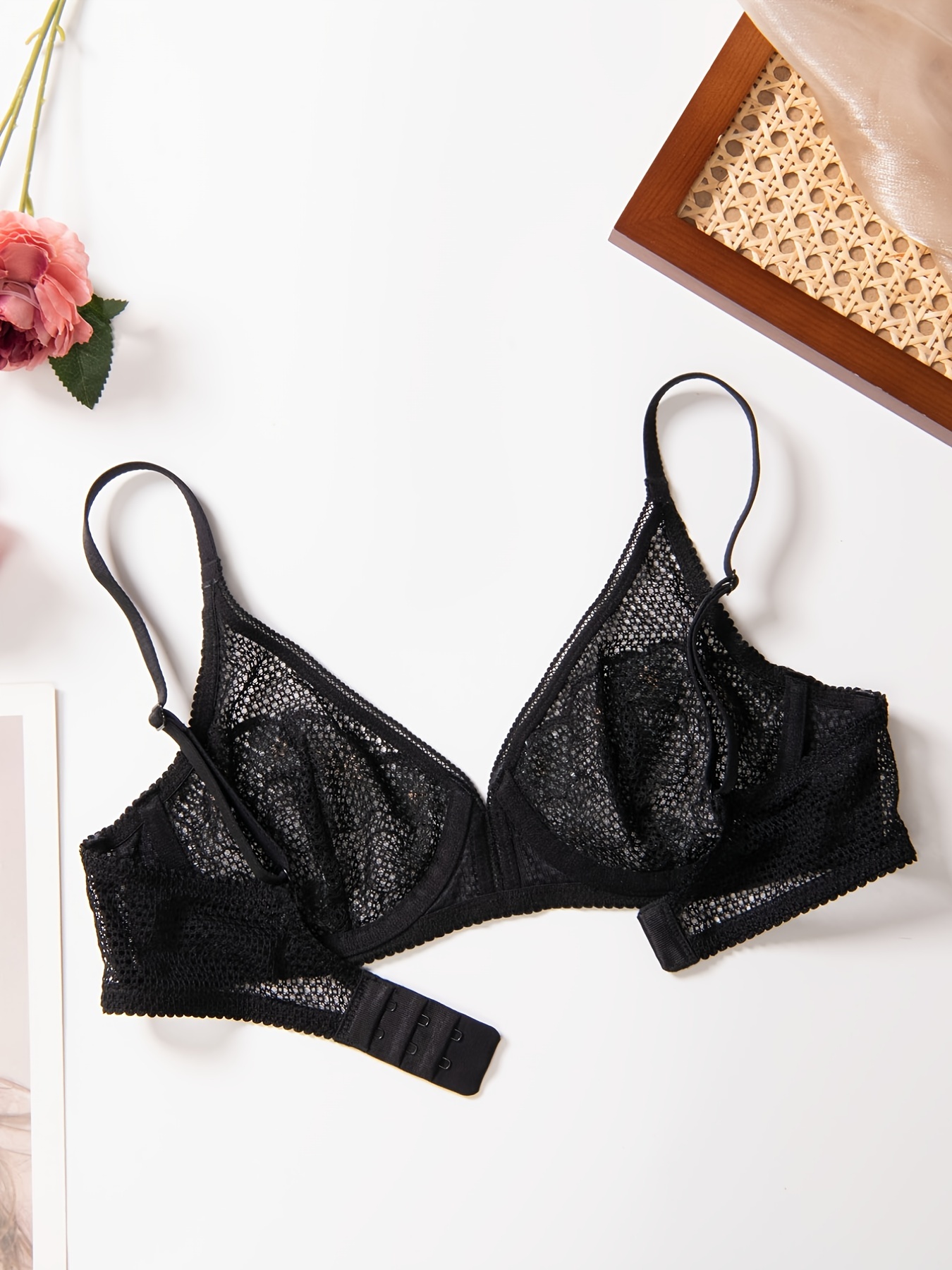 WingsLove Women's Sexy 1/2 Cup Lace Bra Balconette Mesh Underwired Demi  Shelf Bra Unlined See Through Bralette, Black 32B : : Clothing,  Shoes & Accessories