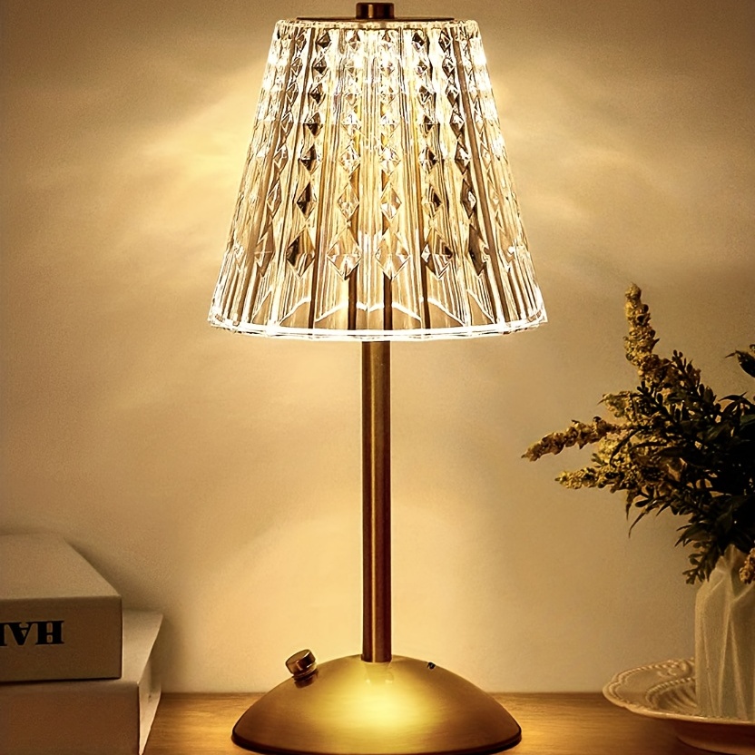 Lámpara con pilas, lámpara inalámbrica recargable junto a las lámparas con  puerto USB, lámpara moderna pequeña para dormitorio, sala de estar, lámpara