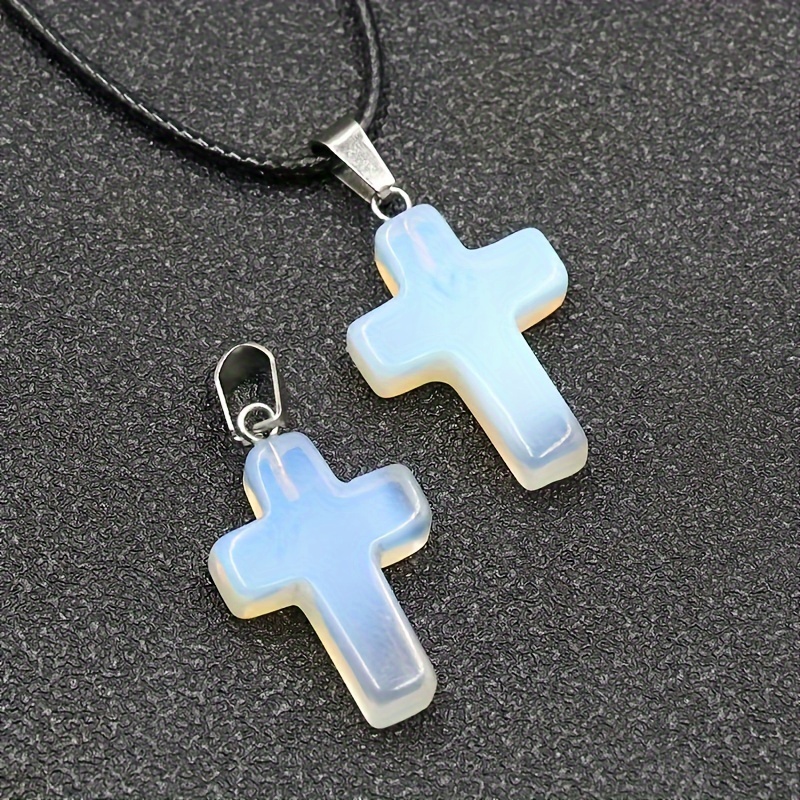 1pc Natural Crystal Cross Stone Pendant Colorful Cross Charms Bulk For DIY  Jewelry Pendant Making Supplies