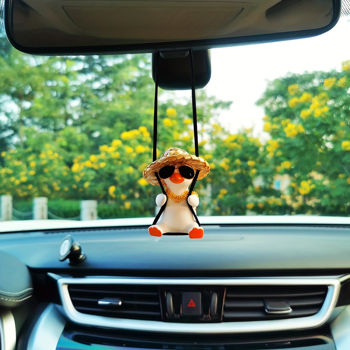 Cute Car Charm Hanging Ornament Cool Swinging Duck Car Accessories Teens, Save Deals