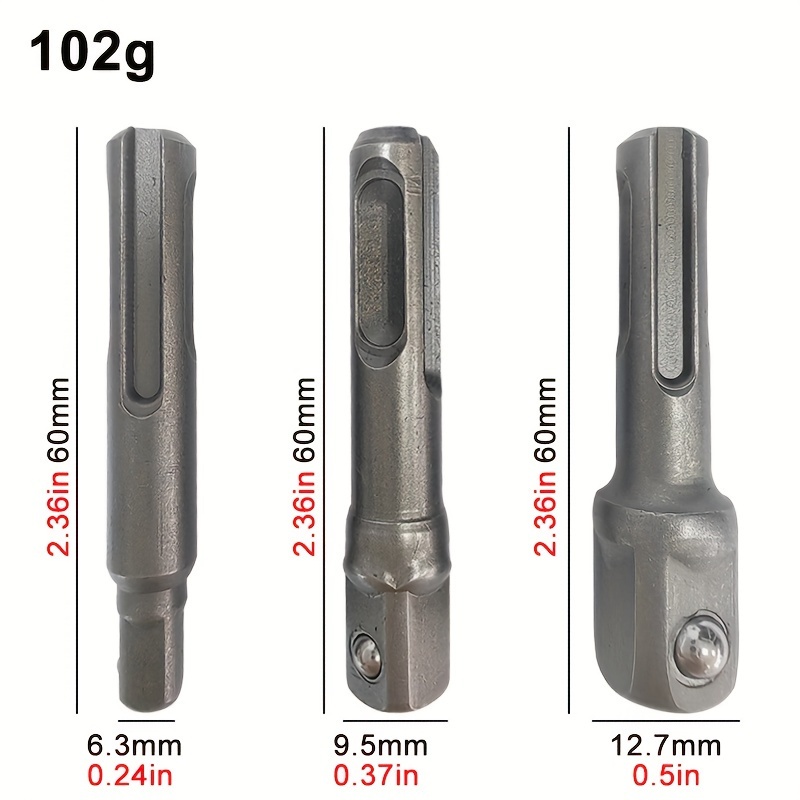 3X Socket Adapter Drill BIts Set Hex Shank 1/4 3/8 1/2 Impact