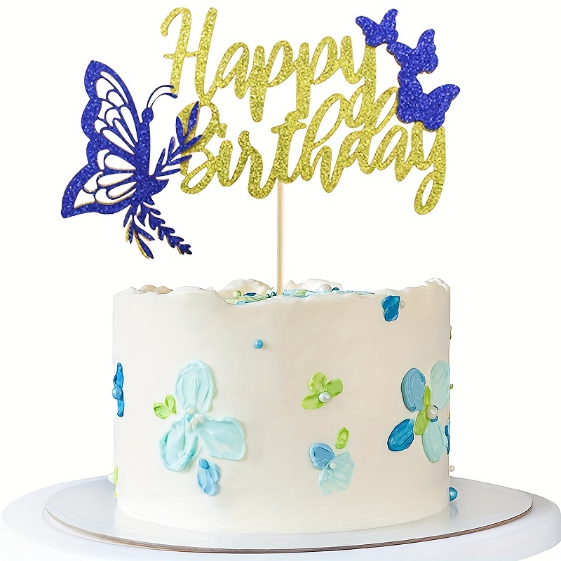 Golden Butterfly Cake Decorations Happy Birthday Acrylic - Temu