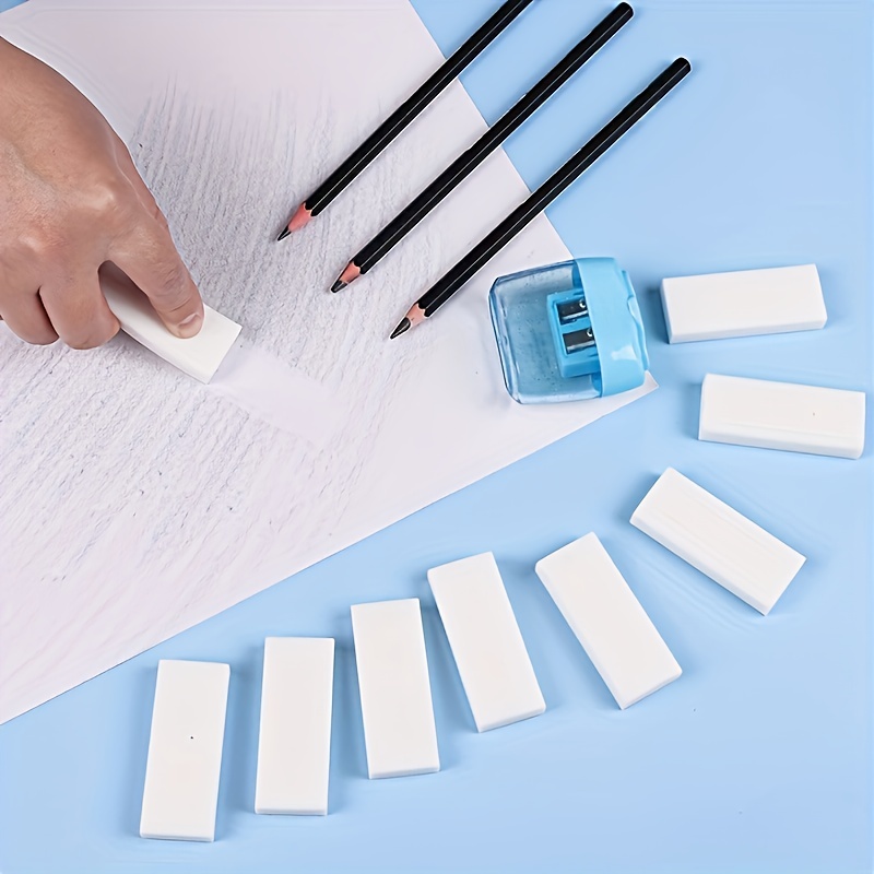 10pcs Eco-Friendly White Eraser,Pencil Erasers White Erasers For Drawing  And Sketching Soft Erasers For Student Exam & Art