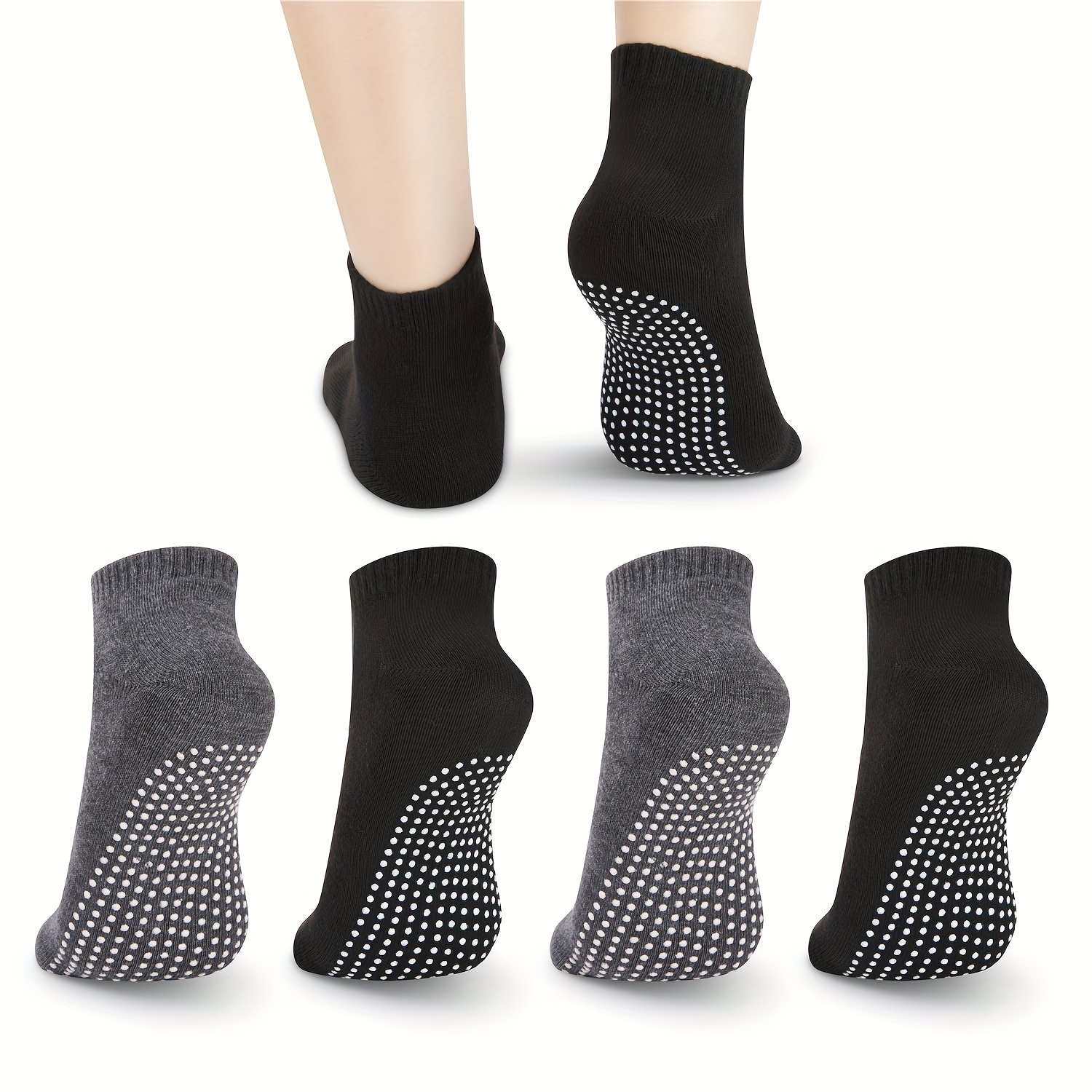 Yoga Socks with Grips for Women, Non Slip Grip Socks for Yoga, Pilates,  Barre, Dance,Dark gray