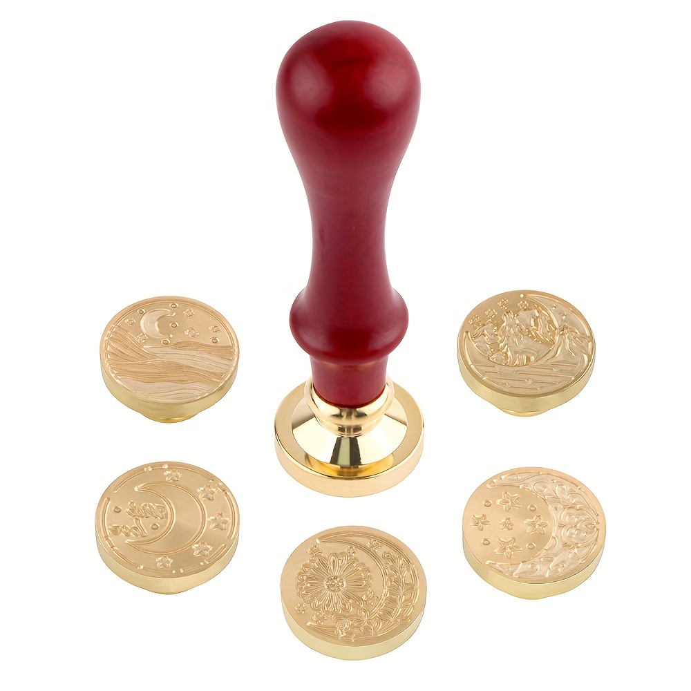 Moon Wax Seal Set Moon Elements Removable Round Brass Heads - Temu