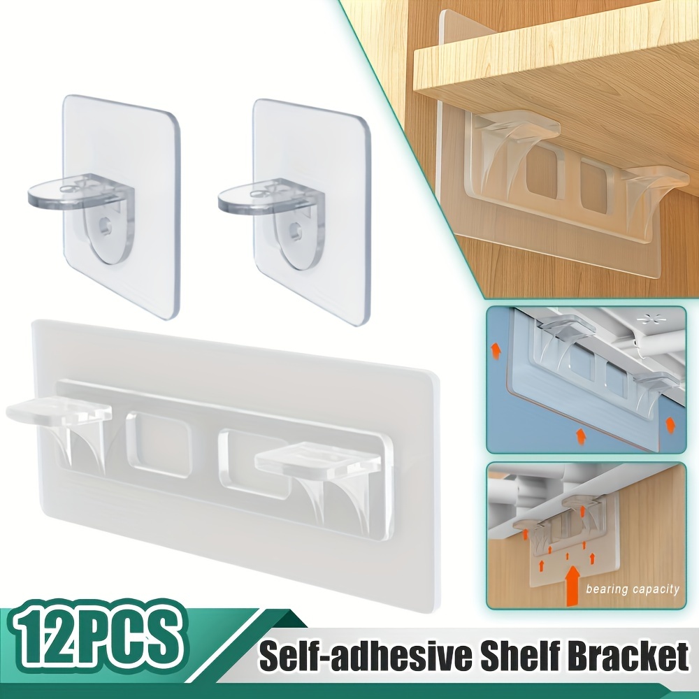 12pcs Shelf Support Peg, Clear Self Adhesive Shelves Clips For Kitchen  Cabinet Book Shelves-Partition Bracket Holders Pin For Closet Clapboard  Layer